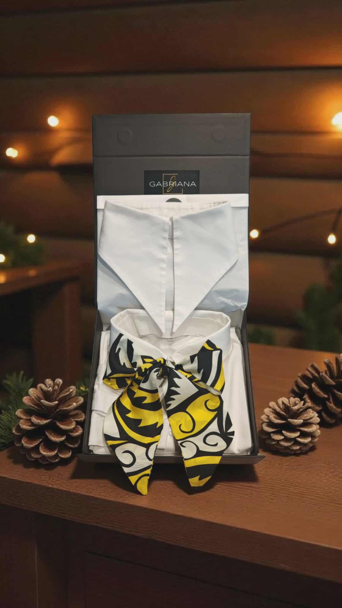 Coffret « Raffinement couture » Chemisier GABRIANA, col classique + 2ème col & grand Vellina en soie