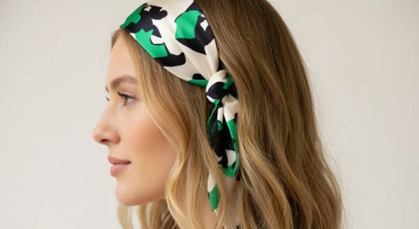 Vellina en soie Noir, Vert et Blanc - grand format