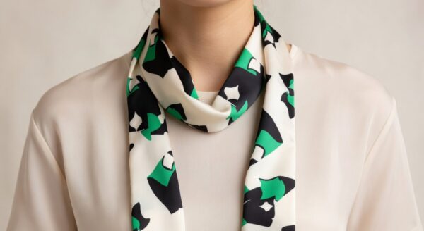 Vellina en soie Noir, Vert et Blanc - grand format