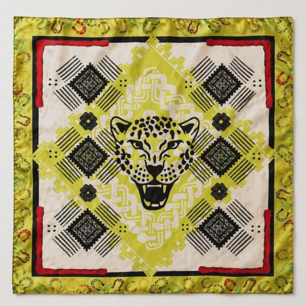 Foulard en soie GABRIANA Panthère solaire, grand format 87 x 87 cm