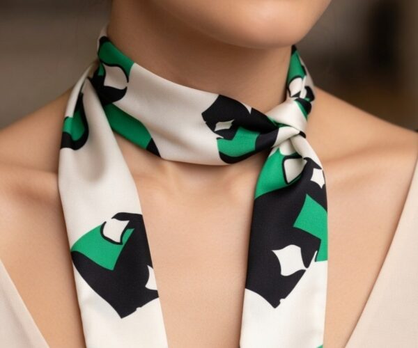 Vellina en soie Noir, Vert et Blanc - grand format