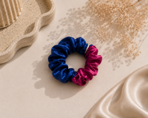 Chouchouen soie bicolore bleu royal & fuchsia